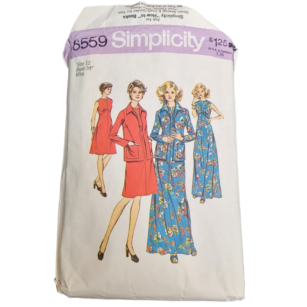 Simplicity Vintage Women's Dress and Jacket Sewing Patterns Size 12 Crafting